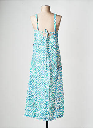 Robe mi-longue col v bleu LA FEE MARABOUTEE femme