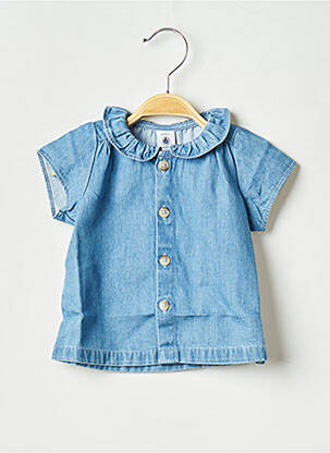 Chemisier col claudine bleu PETIT BATEAU fille