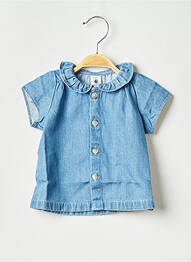 Chemisier col claudine bleu PETIT BATEAU fille