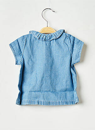 Chemisier col claudine bleu PETIT BATEAU fille
