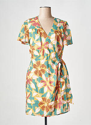 Robe courte col v orange EKYOG femme