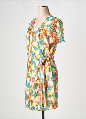 Robe courte col v orange EKYOG femme