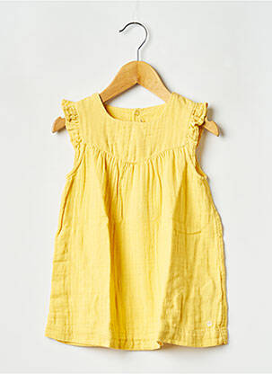 Robe mi-longue col rond jaune PETIT BATEAU fille