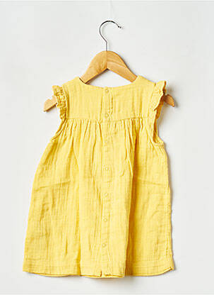 Robe mi-longue col rond jaune PETIT BATEAU fille