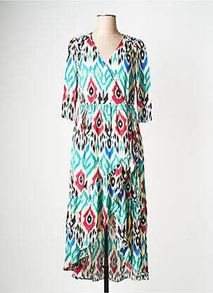 Robe mi-longue col v bleu SEE U SOON femme