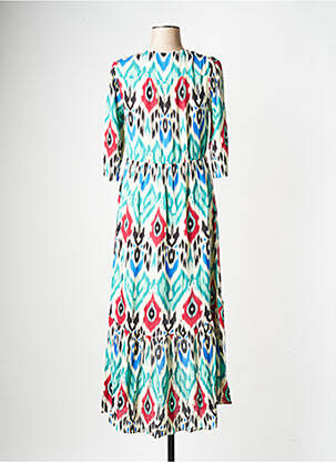 Robe mi-longue col v bleu SEE U SOON femme