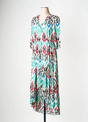 Robe mi-longue col v bleu SEE U SOON femme