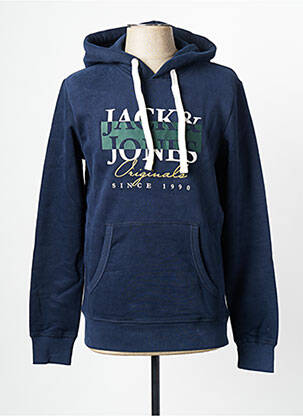 Sweat-shirt à capuche col rond bleu JACK & JONES homme
