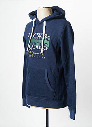 Sweat-shirt à capuche col rond bleu JACK & JONES homme