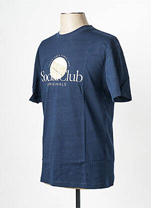 T-shirt col rond bleu JACK & JONES homme