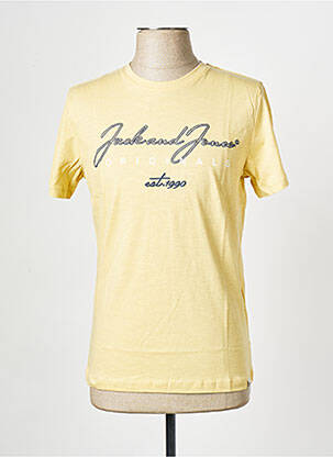 T-shirt col rond jaune JACK & JONES homme