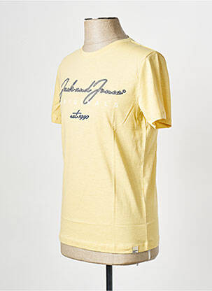 T-shirt col rond jaune JACK & JONES homme