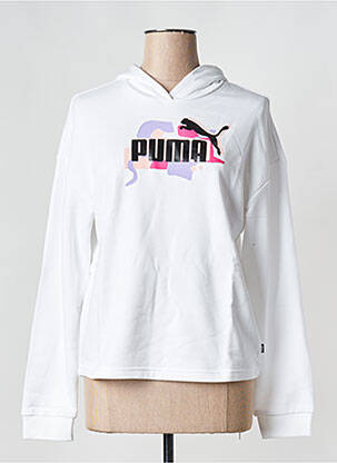 Sweat-shirt à capuche blanc PUMA fille