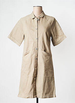 Robe courte col v marron ICHI femme