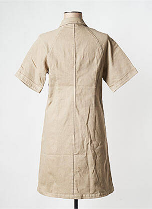 Robe courte col v marron ICHI femme