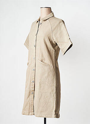 Robe courte col v marron ICHI femme
