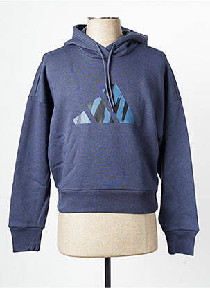 Sweat-shirt à capuche col rond bleu ADIDAS femme