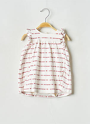 Robe mi-longue col rond blanc PETIT BATEAU fille