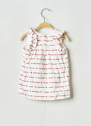 Robe mi-longue col rond blanc PETIT BATEAU fille