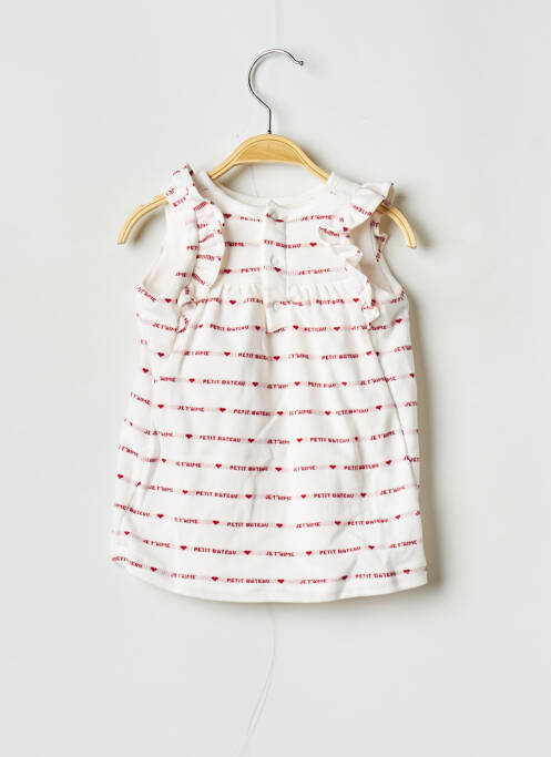 Robe mi-longue blanc PETIT BATEAU pour fille