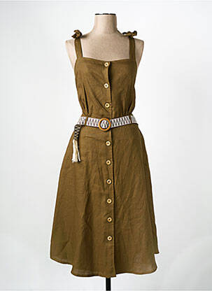 Robe courte col rond vert LA PETITE FRANCAISE femme