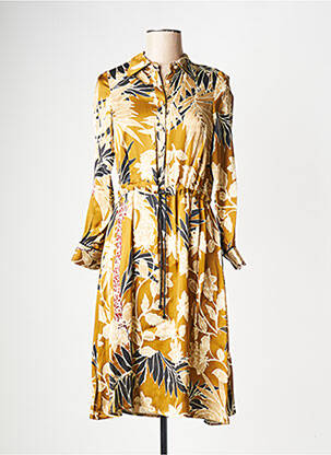 Robe mi-longue col rond jaune LA PETITE FRANCAISE femme