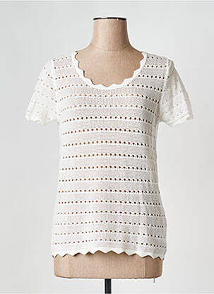 Pull col v blanc ICHI femme