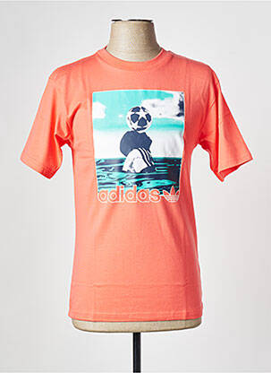 T-shirt col rond orange ADIDAS homme