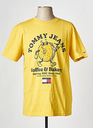 T-shirt col rond jaune TOMMY HILFIGER homme