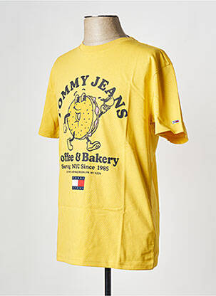 T-shirt col rond jaune TOMMY HILFIGER homme