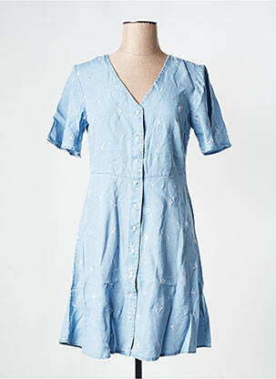 Robe courte col v bleu PIECES femme