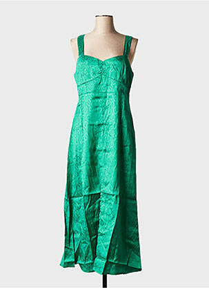 Robe mi-longue col rond vert BIZANCE femme