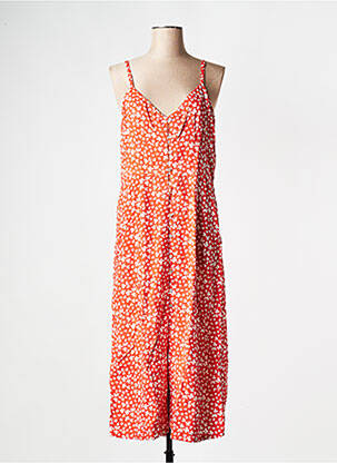 Robe mi-longue col v orange BIZANCE femme