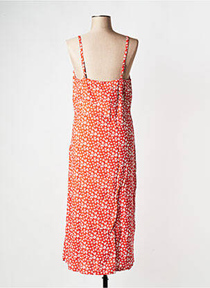 Robe mi-longue col v orange BIZANCE femme