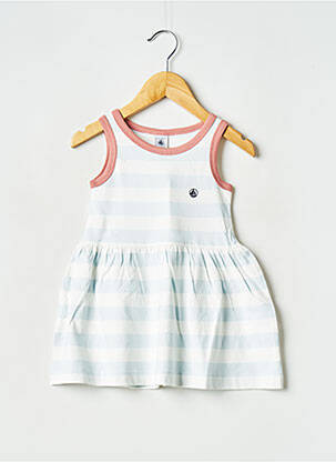Robe mi-longue col rond bleu PETIT BATEAU fille