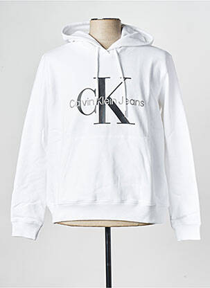 Sweat-shirt à capuche col rond blanc CALVIN KLEIN femme