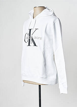 Sweat-shirt à capuche col rond blanc CALVIN KLEIN femme