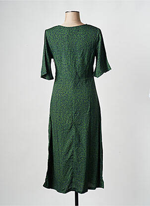 Robe mi-longue col v vert THINKING MU femme