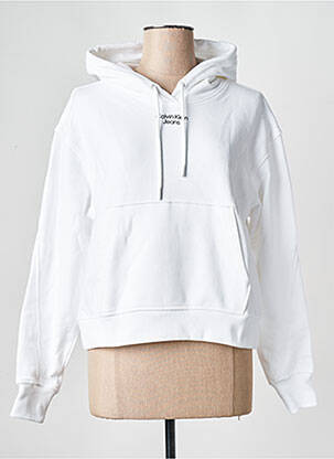 Sweat-shirt à capuche col rond blanc CALVIN KLEIN femme