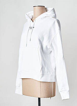 Sweat-shirt à capuche col rond blanc CALVIN KLEIN femme
