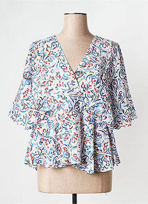 Top col v bleu THE KORNER femme
