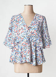 Top col v bleu THE KORNER femme