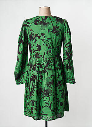 Robe courte col v vert OBJECT femme
