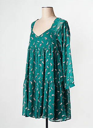 Robe courte col v vert I.CODE (By IKKS) femme