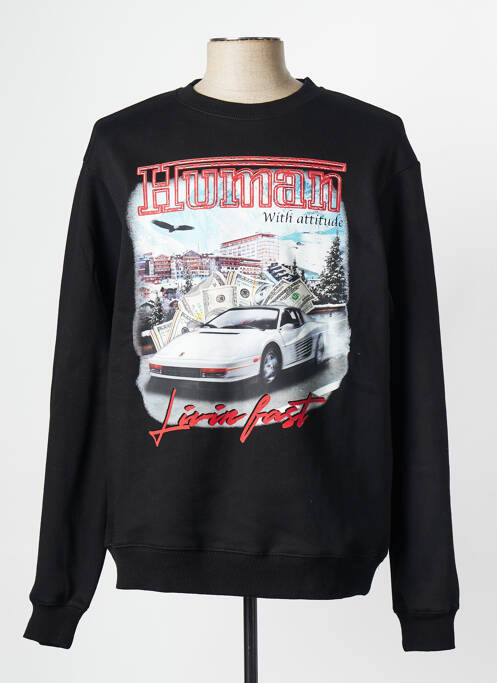 Sweat-shirt noir HUMAN WITH ATTITUDE pour homme