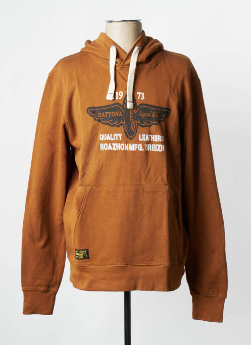 Sweat-shirt à capuche marron DAYTONA pour homme