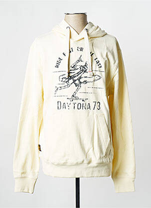 Sweat-shirt à capuche blanc casse DAYTONA homme