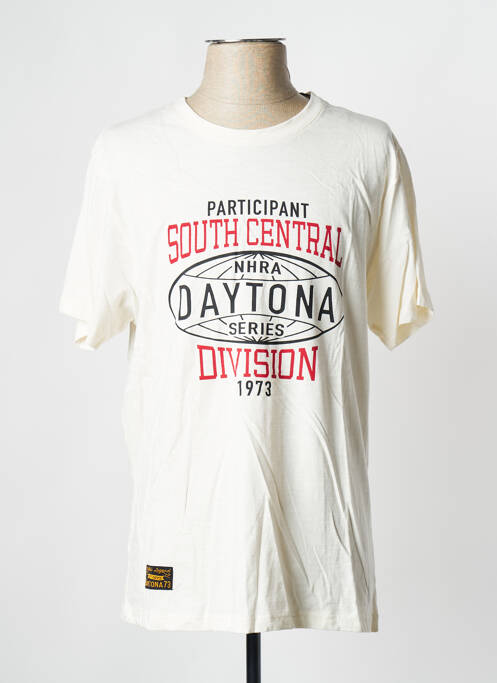 T-shirt blanc casse DAYTONA pour homme
