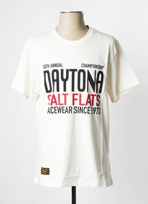 T-shirt blanc casse DAYTONA pour homme
