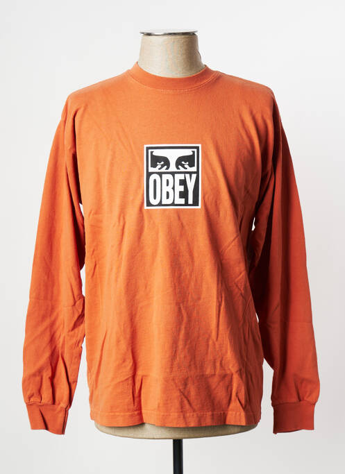 T-shirt orange OBEY pour homme
